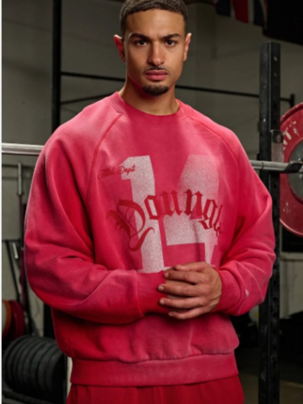 Youngla Golden Era Crewneck Sweatshirt Mens Small Red Loose Oversized Varsity